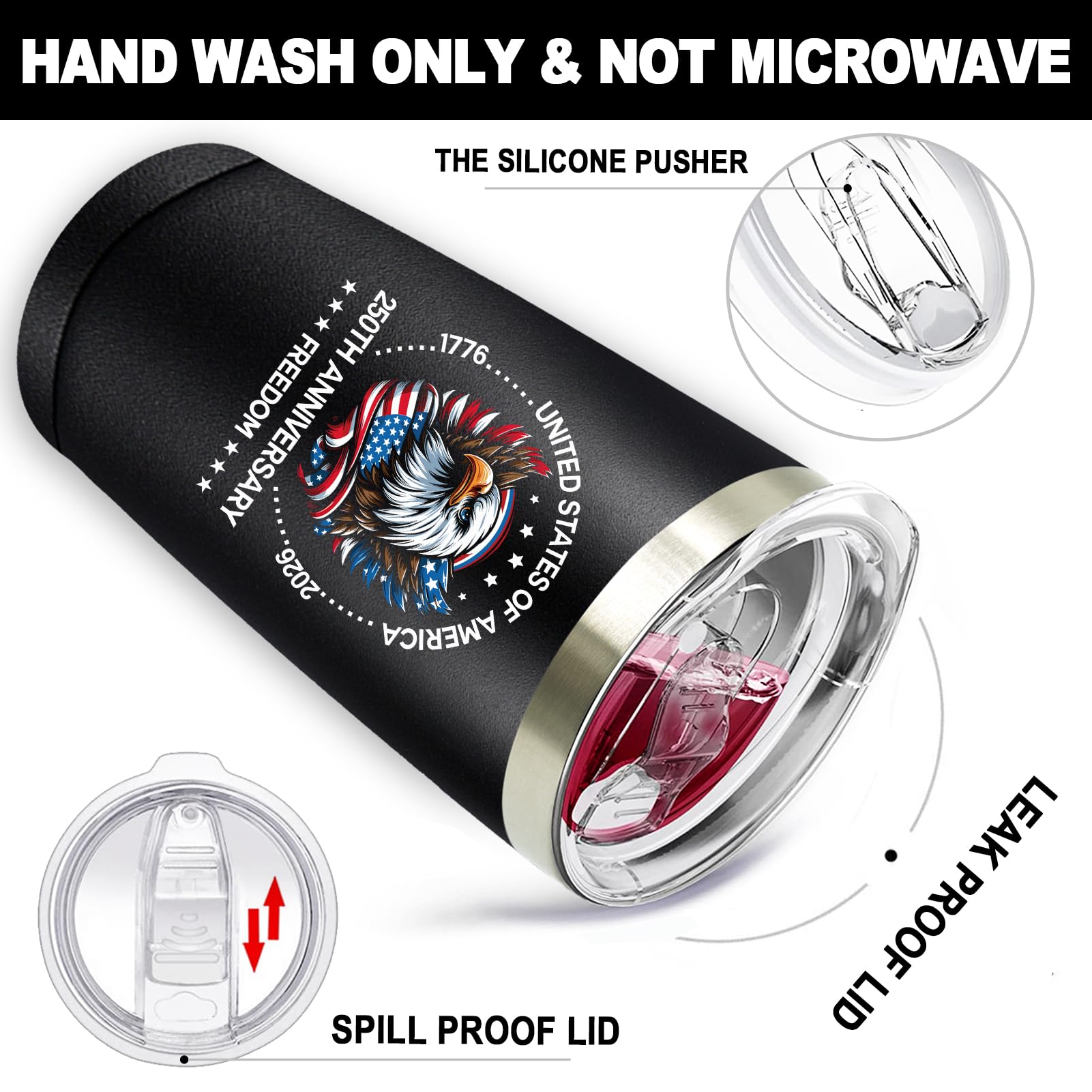 SpenMeta USA 250th Anniversary Merchandise, America 250 Merch Gifts, 20 0z 250 Year United States Independence Day Anniversary Tumbler Cup