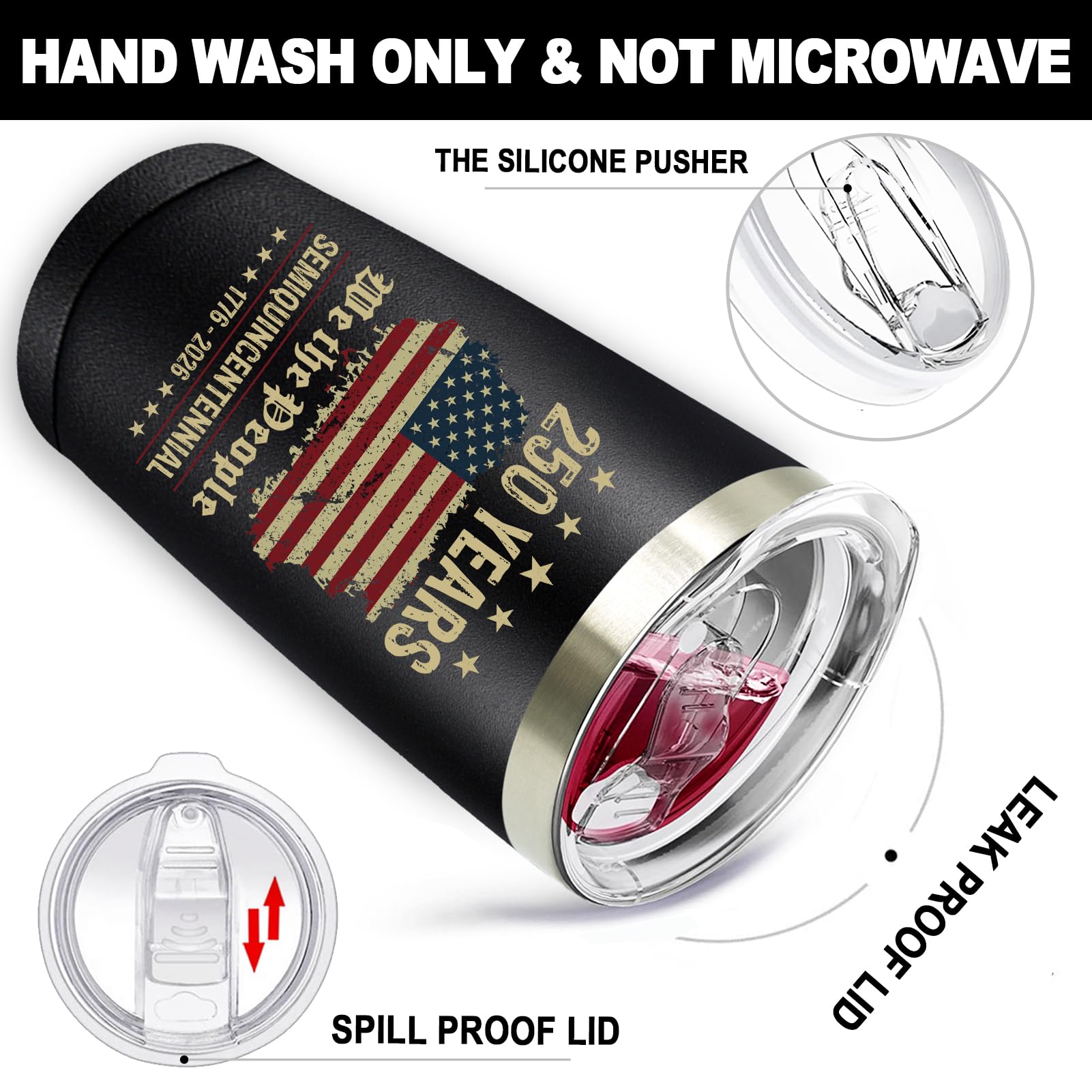 SpenMeta USA 250th Anniversary Merchandise, America 250 Merch Gifts, 20 0z 250 Year United States Independence Day Anniversary Tumbler Cup