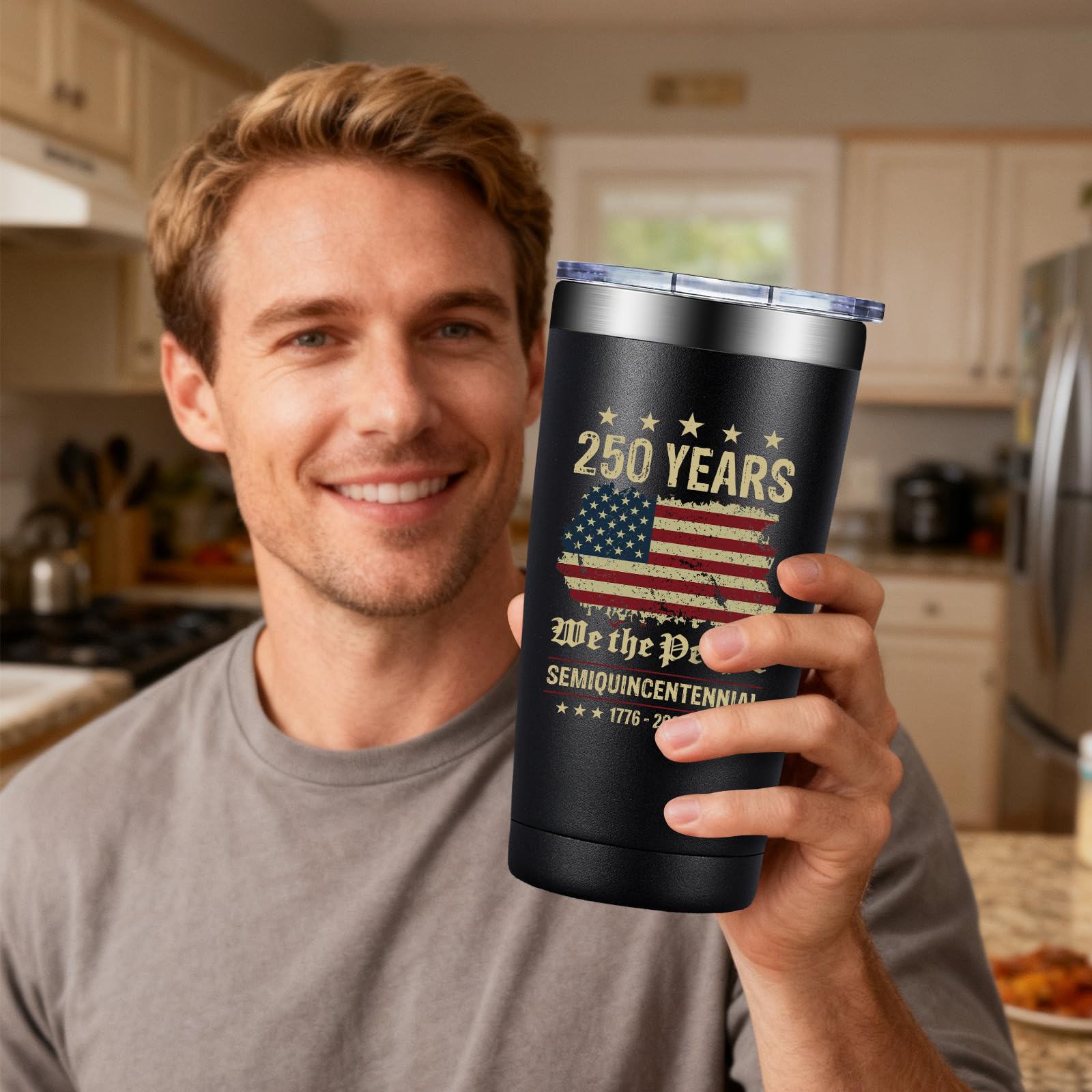 SpenMeta USA 250th Anniversary Merchandise, America 250 Merch Gifts, 20 0z 250 Year United States Independence Day Anniversary Tumbler Cup