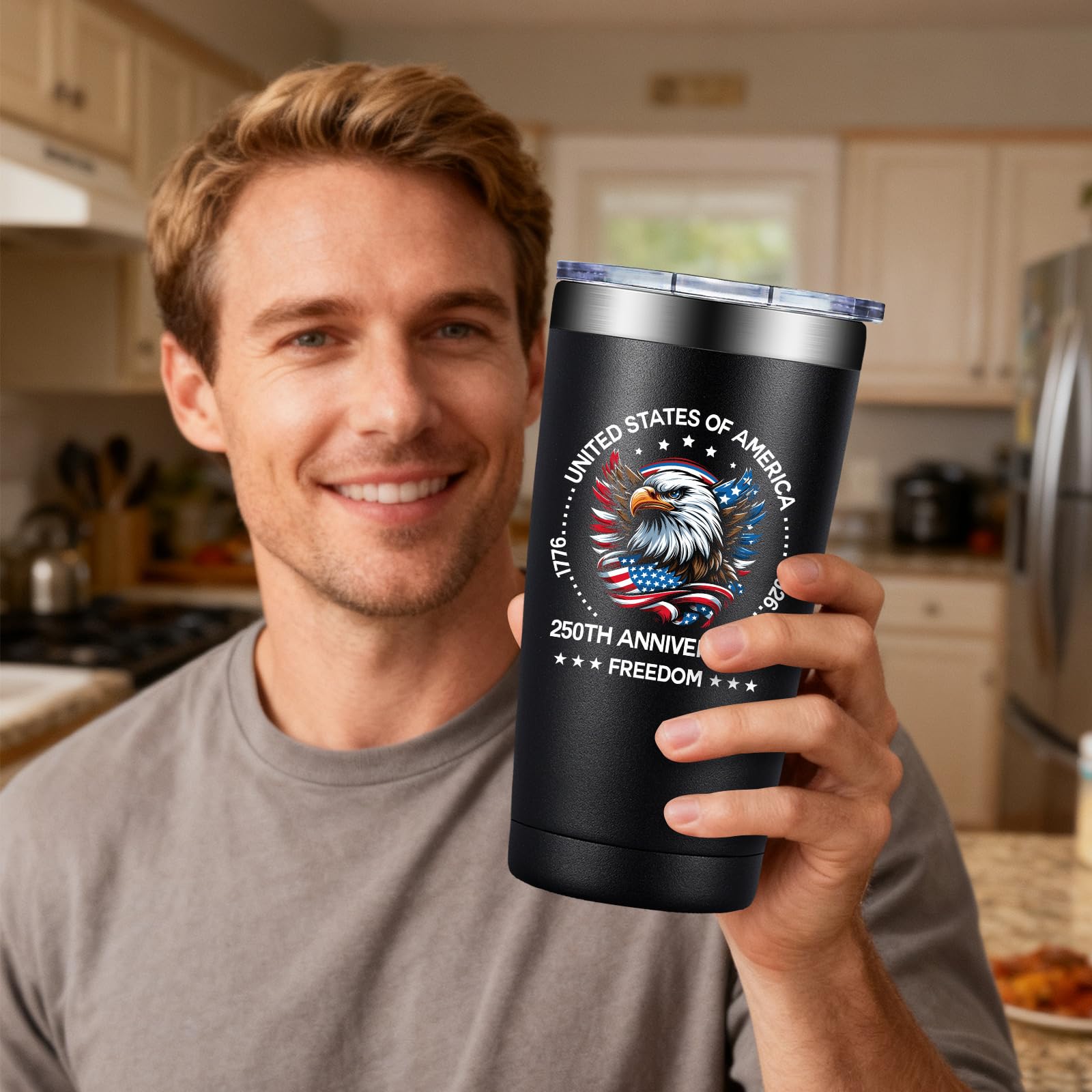 SpenMeta USA 250th Anniversary Merchandise, America 250 Merch Gifts, 20 0z 250 Year United States Independence Day Anniversary Tumbler Cup