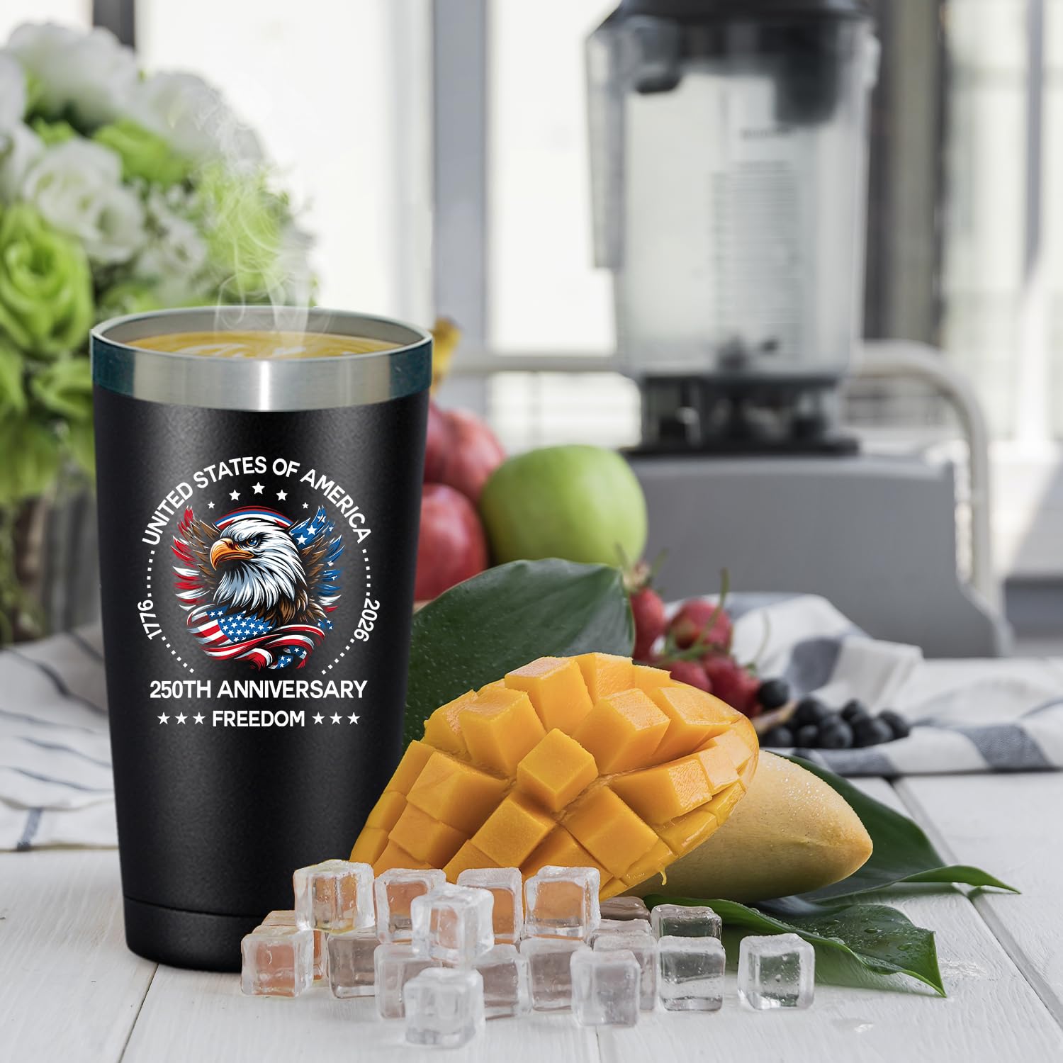 SpenMeta USA 250th Anniversary Merchandise, America 250 Merch Gifts, 20 0z 250 Year United States Independence Day Anniversary Tumbler Cup