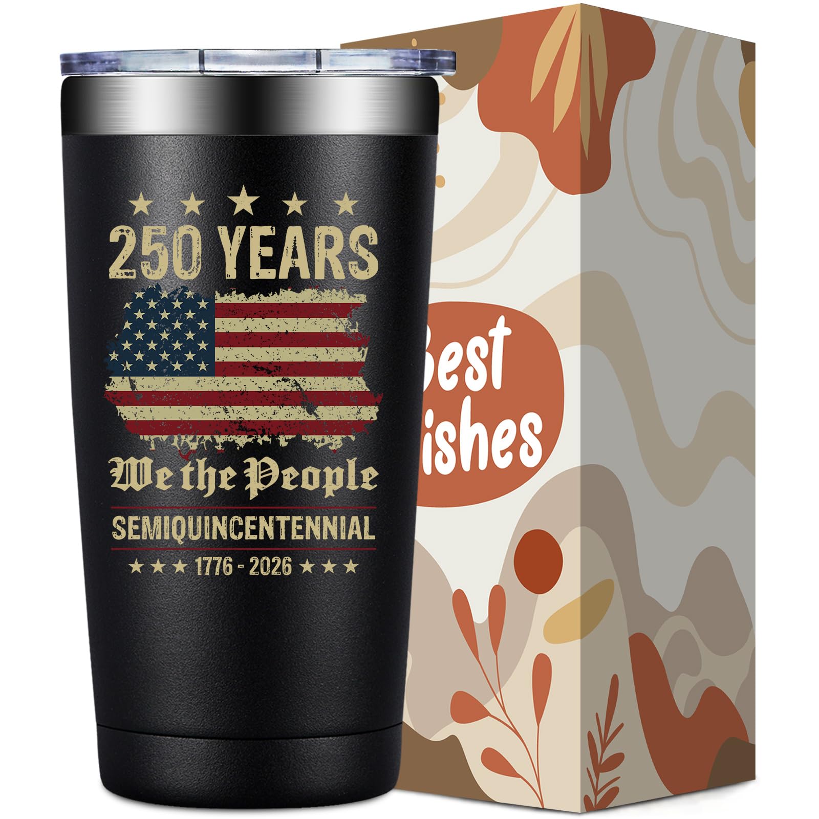 SpenMeta USA 250th Anniversary Merchandise, America 250 Merch Gifts, 20 0z 250 Year United States Independence Day Anniversary Tumbler Cup