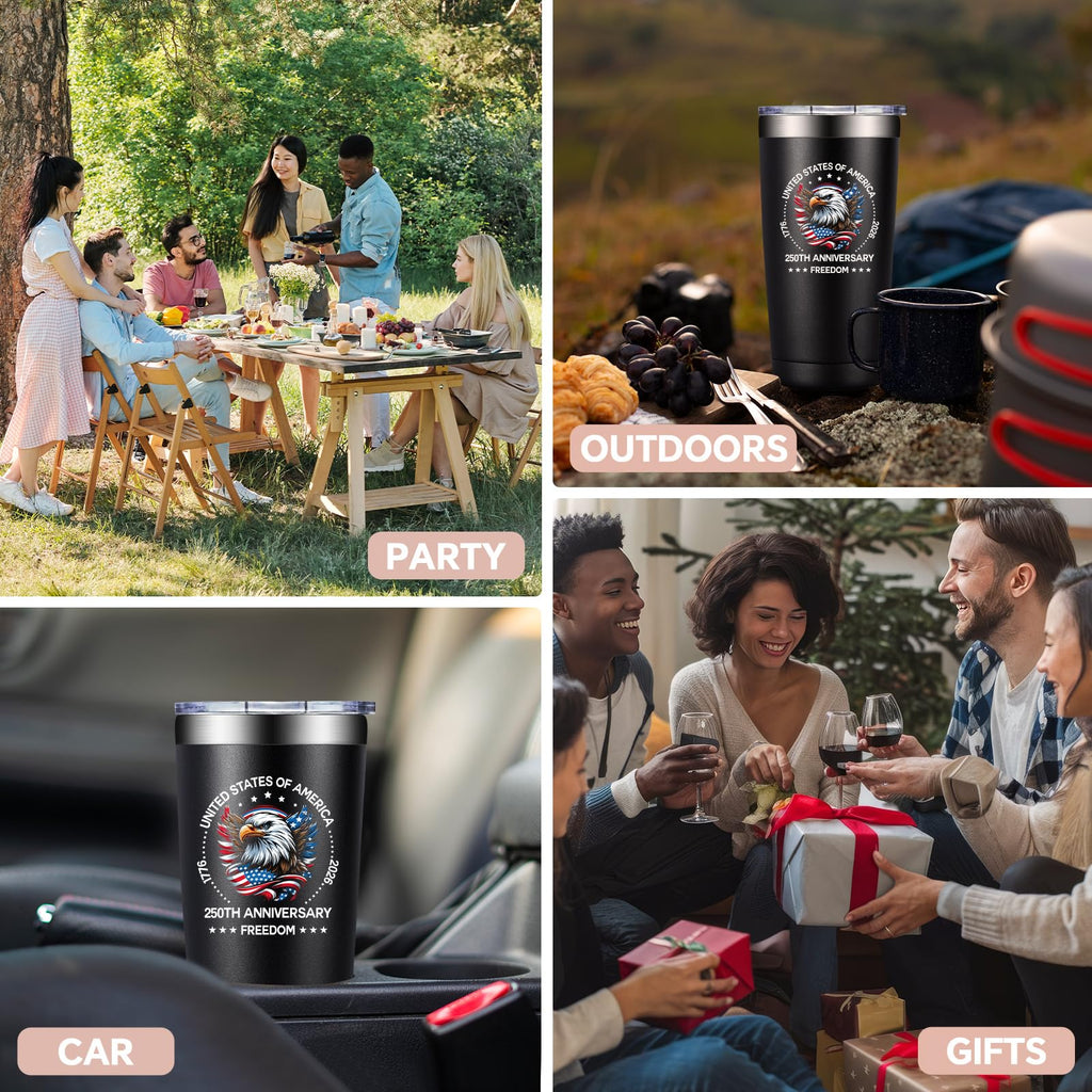 SpenMeta USA 250th Anniversary Merchandise, America 250 Merch Gifts, 20 0z 250 Year United States Independence Day Anniversary Tumbler Cup