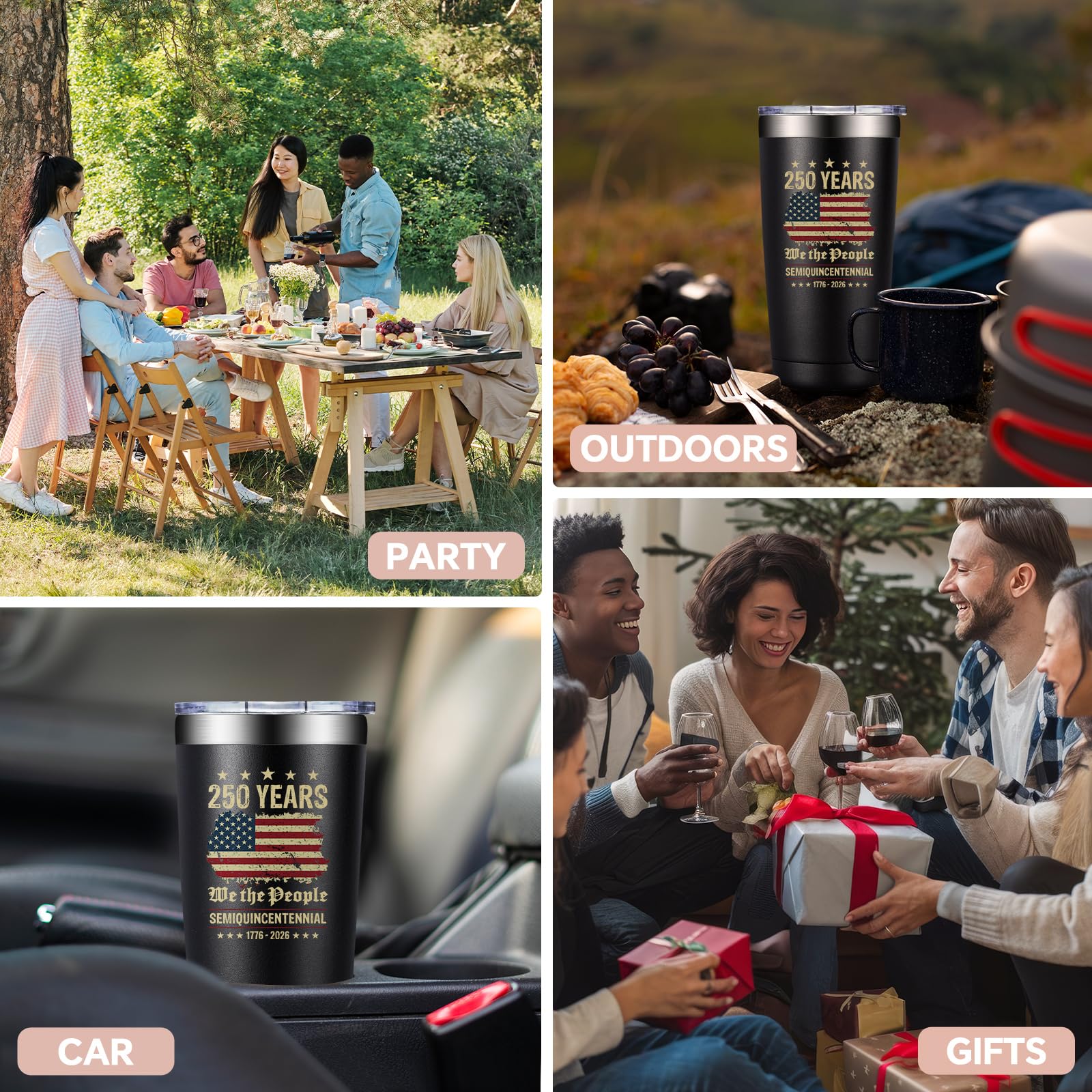 SpenMeta USA 250th Anniversary Merchandise, America 250 Merch Gifts, 20 0z 250 Year United States Independence Day Anniversary Tumbler Cup